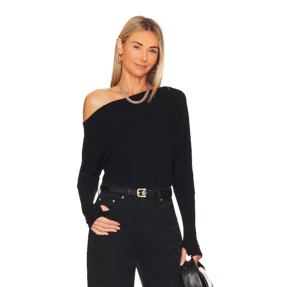 Enza Costa Slouch Off-should Top in Black Size Small